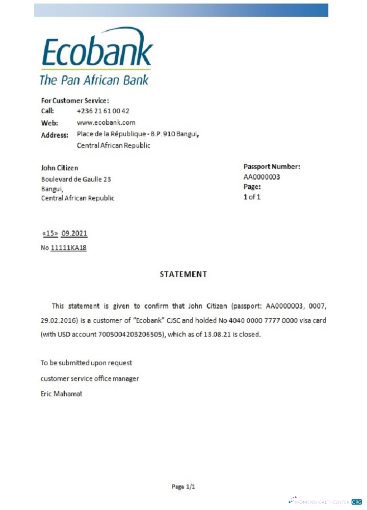 Download Central African Republic Ecobank closure reference Photoshop template